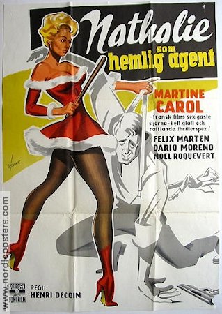 Nathalie som hemlig agent 1960 poster Martine Carol Affischkonstnär: Walter Bjorne Agenter Damer