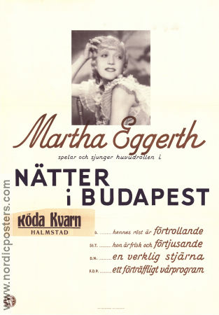 Nätter i Budapest 1935 poster Martha Eggerth Leo Slezak Viktor Tourjansky Filmen från: Austria