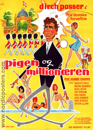 Pigen og millionaeren 1965 poster Dirch Passer Birgitte Price Danmark