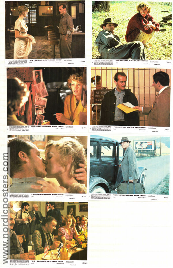 The Postman Always Rings Twice 1981 lobbykort Jack Nicholson Jessica Lange John Colicos Bob Rafelson