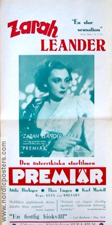 Premiär 1937 poster Zarah Leander