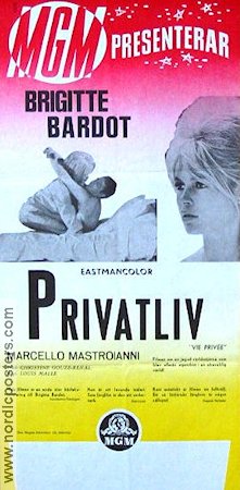 Privatliv 1962 poster Brigitte Bardot Marcello Mastroianni Louis Malle