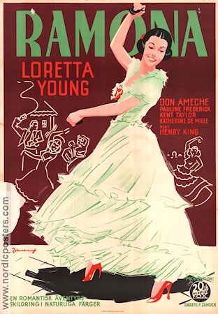Ramona 1936 poster Loretta Young Don Ameche Dans Eric Rohman art