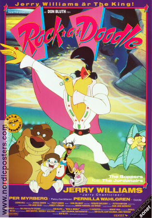 Rock a Doodle 1991 poster Jerry Williams Glen Campbell Don Bluth Animerat Rock och pop
