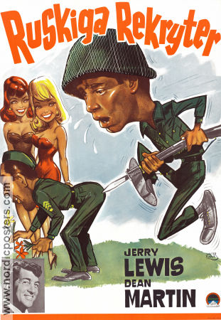 Ruskiga rekryter 1950 poster Dean Martin Jerry Lewis Mike Kellin Hal Walker Affischkonstnär: Walter Bjorne Krig
