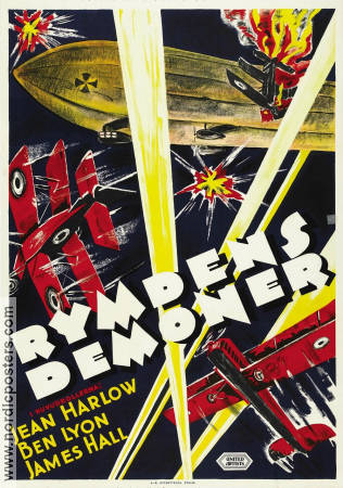 Rymdens demoner 1930 poster Jean Harlow Ben Lyon Howard Hughes Flyg