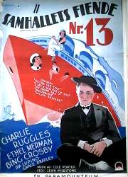Samhällets fiende nr 13 1936 poster Charlie Ruggles Ethel Merman Bing Crosby Eric Rohman art Skepp och båtar