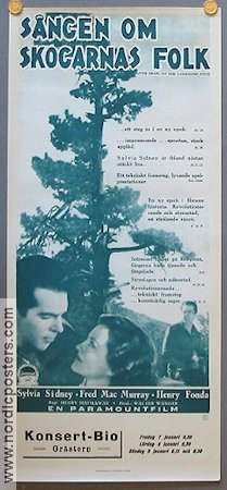 Sången om skogarnas folk 1936 poster Sylvia Sidney Fred MacMurray Henry Fonda