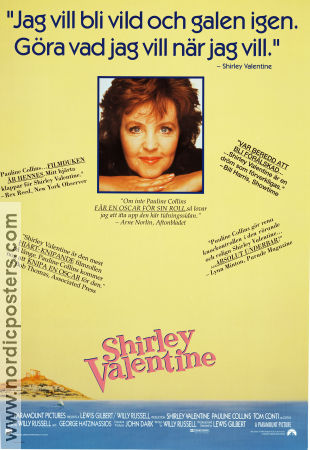 Shirley Valentine 1989 poster Pauline Collins Tom Conti Lewis Gilbert