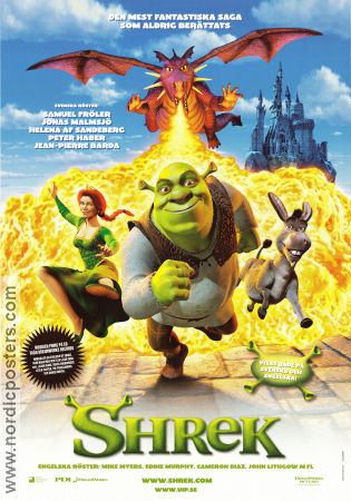 Shrek 2001 poster Mike Myers Andrew Adamson Filmbolag: Dreamworks Animation Animerat