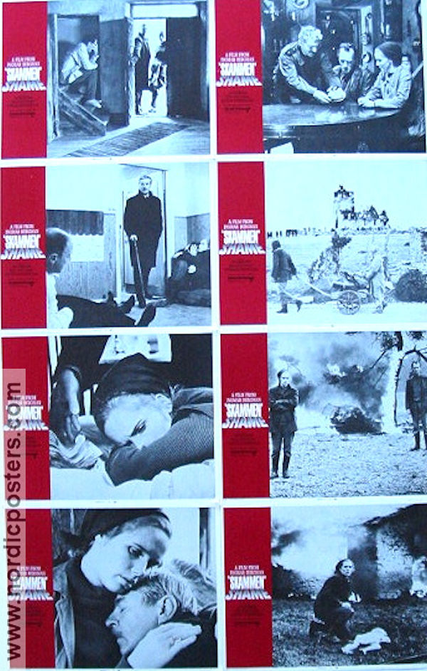 Skammen 1968 lobbykort Liv Ullmann Max von Sydow Max von Sydow Sigge Fürst Ingmar Bergman