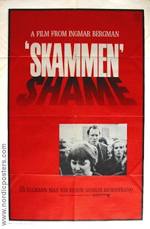 Skammen 1968 poster Liv Ullmann Max von Sydow Max von Sydow Sigge Fürst Ingmar Bergman