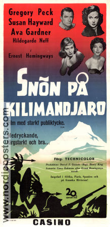 Snön på Kilimandjaro 1952 poster Gregory Peck Susan Hayward Ava Gardner Henry King Hitta mer: Africa Text: Ernest Hemingway Berg