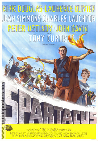 Spartacus 1960 poster Kirk Douglas Laurence Olivier Jean Simmons Charles Laughton Stanley Kubrick Svärd och sandal