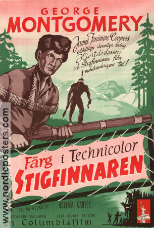 Stigfinnaren 1952 poster George Montgomery Sidney Salkow Text: James Fenimore Cooper