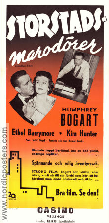 Storstadsmarodörer 1952 poster Humphrey Bogart Ethel Barrymore Kim Hunter Richard Brooks Film Noir