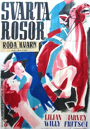 Svarta rosor 1936 poster Lilian Harvey Willy Fritsch Filmbolag: UFA Konstaffischer