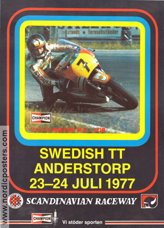 Swedish TT Anderstorp 1977 affisch Barry Sheene Motorcyklar Sport