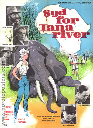 Syd for Tana River 1963 poster Poul Reichhardt Charlotte Ernst Finn Holten Hansen Hitta mer: Africa Danmark