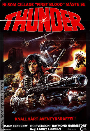 Thunder 1984 poster Mark Gregory Bo Svenson Larry Ludman Vapen