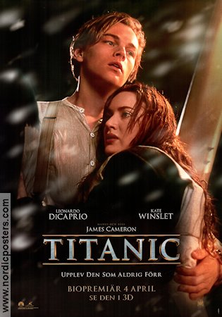 Titanic 3D 1997 poster Leonardo DiCaprio Kate Winslet Billy Zane James Cameron 3-D Romantik