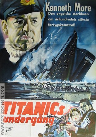 Titanics undergång 1958 poster Kenneth More Skepp och båtar