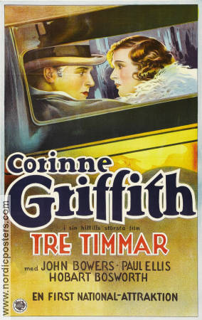 Tre timmar 1927 poster Corinne Griffith John Bowers James Flood