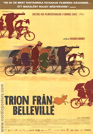 Trion från Belleville 2003 poster Sylvain Chomet Animerat Cyklar