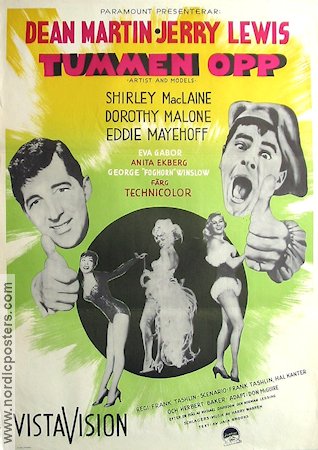 Tummen opp 1955 poster Dean Martin Jerry Lewis Shirley MacLaine Anita Ekberg Frank Tashlin Musikaler