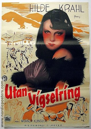 Utan vigselring 1939 poster Hilde Krahl Eric Rohman art