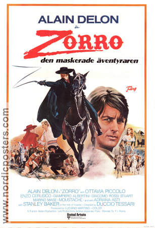 Zorro 1975 poster Alain Delon Stanley Baker Ottavia Piccolo Duccio Tessari