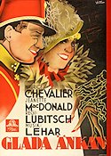 Glada änkan 1934 poster Maurice Chevalier Jeanette MacDonald Edward Everett Horton Ernst Lubitsch Musikaler