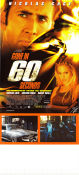 Gone in 60 Seconds 2000 poster Nicolas Cage Giovanni Ribisi Angelina Jolie Dominic Sena Bilar och racing