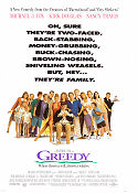 Greedy 1994 poster Michael J Fox Kirk Douglas Nancy Travis onathan Lynn