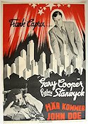 Här kommer John Doe 1941 poster Gary Cooper Barbara Stanwyck Frank Capra Telefoner