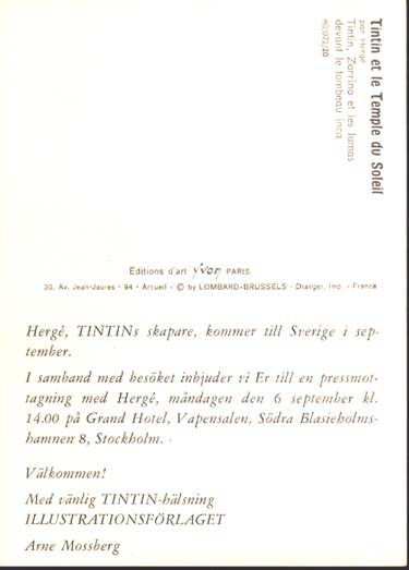 Tintin vykort